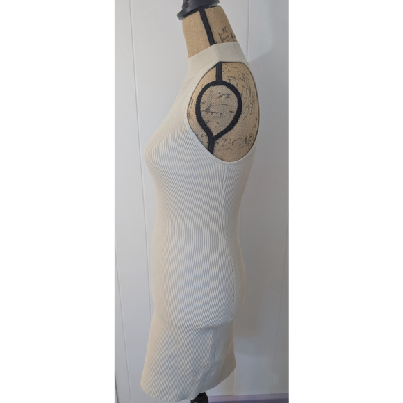 Aritzia Babaton Sculpt Knit Mini OPEN BACK Dress In MATTE PEARL size Small - Picture 4 of 10